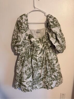 Abercrombie Tropical Print Puff Sleeve Emerson Mini Dress